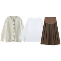 Свитер, кардиган, базовая юбка с поддержкой живота, комплект, 3 предмета