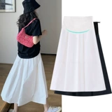 Белая летняя длинная юбка для беременных с поддержкой живота для отдыха, средней длины, по фигуре, А-силуэт