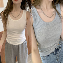 2024 new summer long vest female outer wear pure color and hot girl tight thread cotton bottom tide