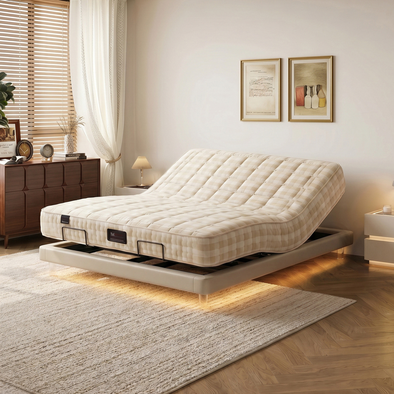 Electric Bed Frame Suitable for Various Brands, Floating Headboard-Free Multifunctional Adjustable Soft Bed Frame, Modern and Simple