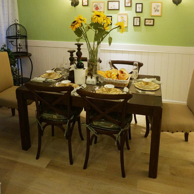 Дубовый прямоугольный современный стульчик для кормления из натурального дерева, сельский комплект, в американском стиле, простой и элегантный дизайн, фиксаторы в комплекте