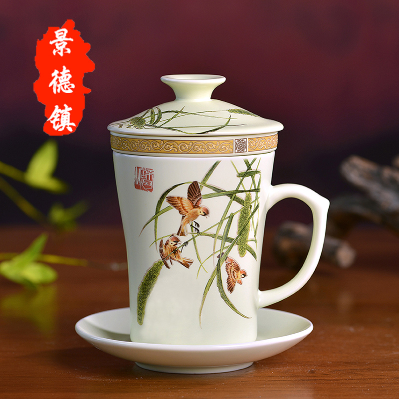 Jingdezhen ceramic cups, small meeting personal tea cups with cover filter 4 is the boss a gift boxes