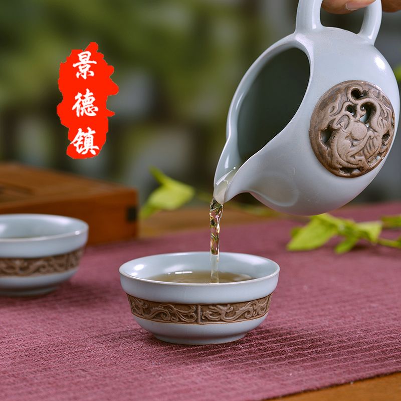 Jingdezhen your up ceramic tea set ice to crack home a whole set of kung fu tea set your up glaze restoring ancient ways is open for