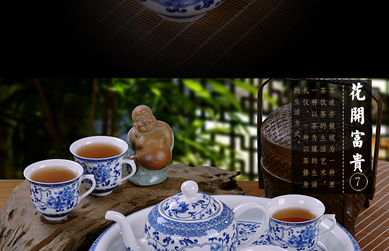 Jingdezhen household ceramics kung fu tea set suits for Chinese blue and white porcelain teapot tea tray was a complete set of tea cups