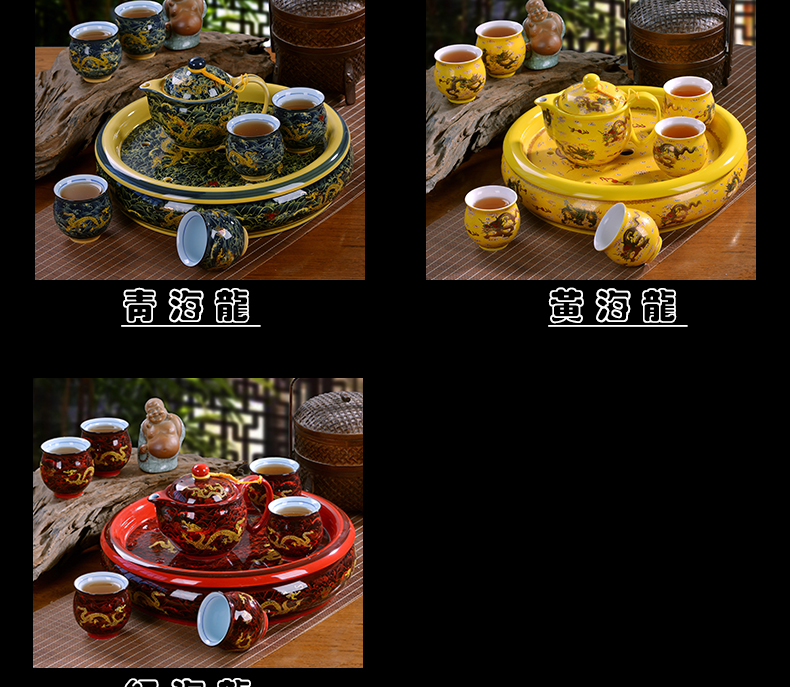 Jingdezhen tea set home a whole set of double kung fu tea set ceramic teapot teacup tea tray tea gifts