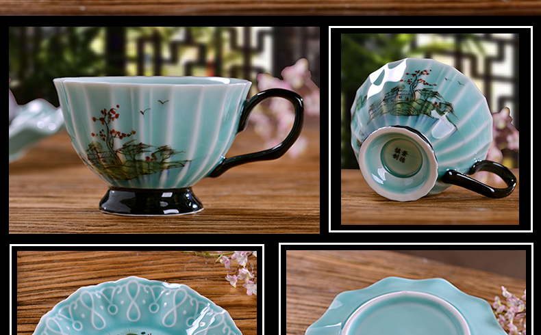 Jingdezhen hand - made ceramic European - style coffee cups and saucers picking suits for the present household ceramics English - style afternoon tea cup