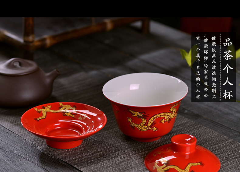 Jingdezhen ceramic tureen large and medium size make tea cups three bowl to bowl bowl kung fu suit only hand grasp pot