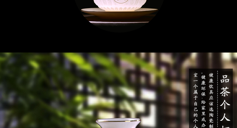 Tureen tea bowl large tea sets jingdezhen ceramic thin foetus three pure white porcelain tea bowl to use hand grasp pot