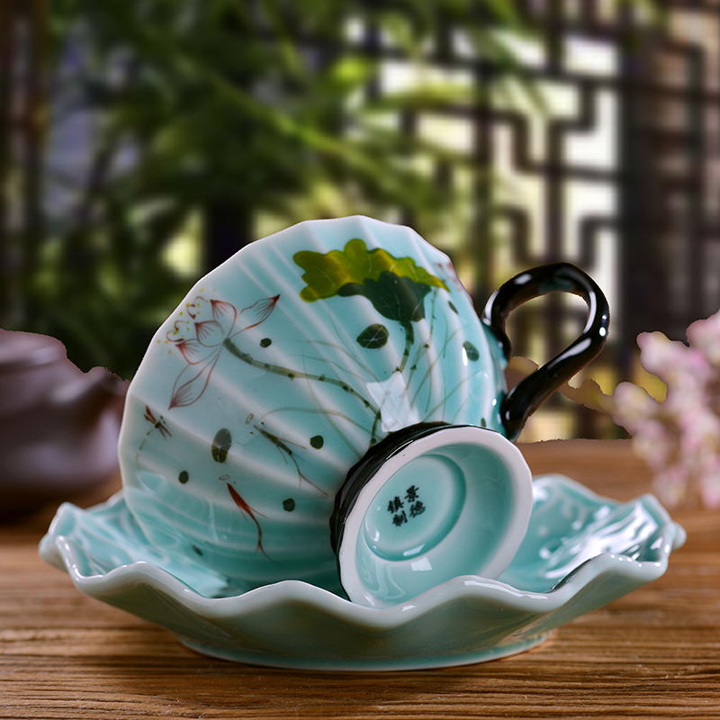 Jingdezhen hand - made ceramic European - style coffee cups and saucers picking suits for the present household ceramics English - style afternoon tea cup