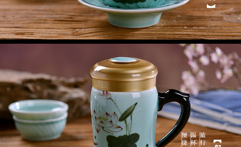 Jingdezhen ceramic hand - made kung fu tea set home office tea caddy fixings tureen gift box of a complete set of suits for
