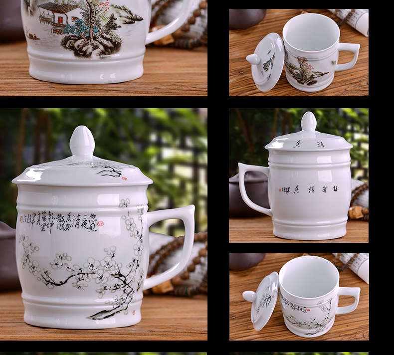 Jingdezhen ceramic cups with cover cup large office cup, water cup and meeting gift mugs personal cup