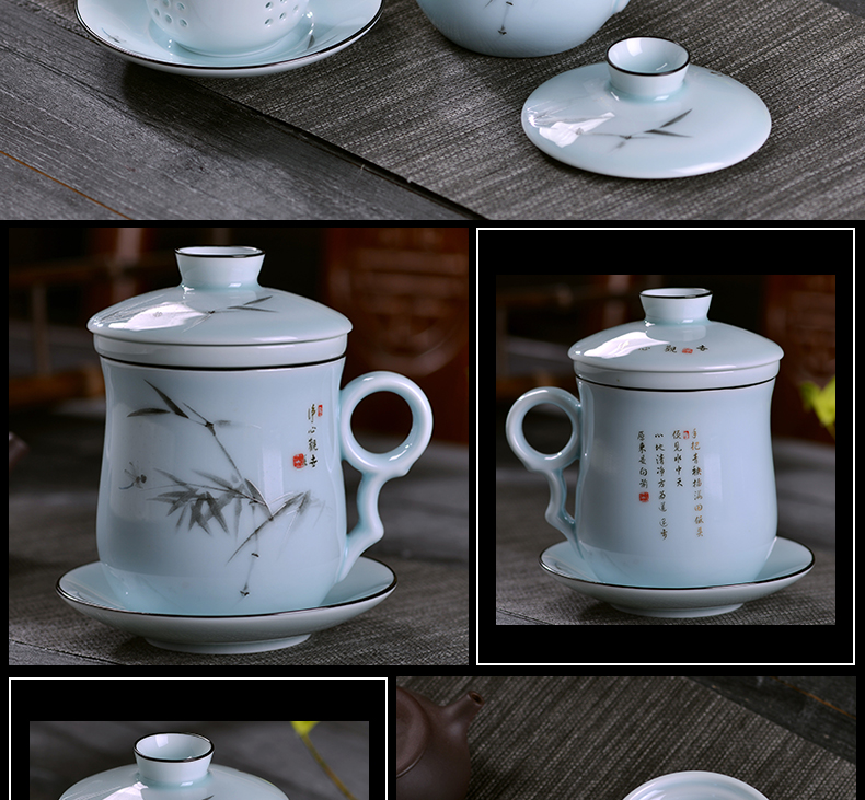 Jingdezhen ceramic tea cups with cover with filter good water glass tea cup office cup and personal home