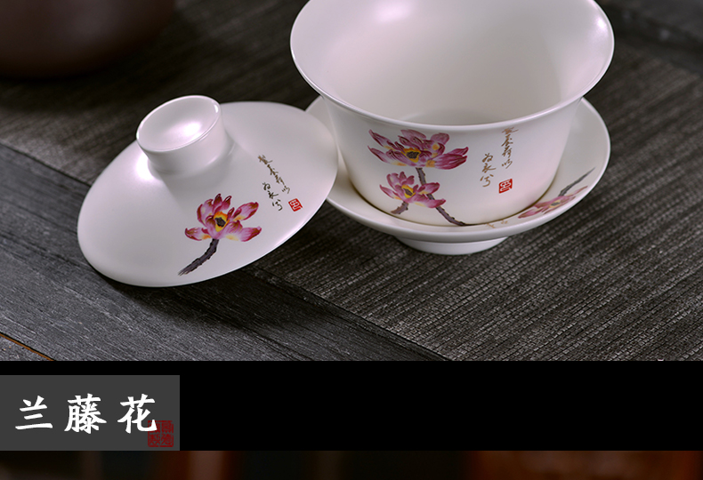 Jingdezhen ceramic tureen tea bowl is big in number kung fu tea bowl three only inferior smooth ceramic bowl hand grasp pot