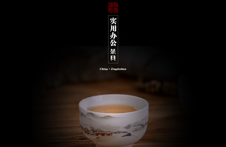 Jingdezhen ceramic kung fu tea set suits for Chinese style home office of a complete set of manual teapot tea tray was gift cups