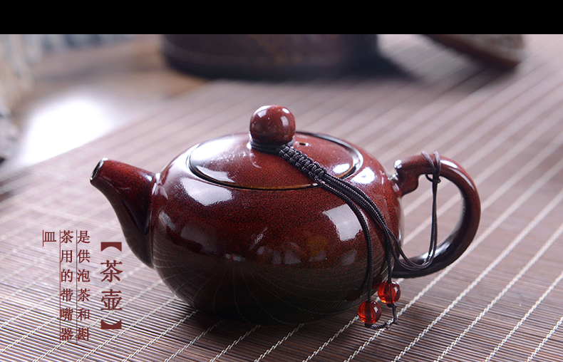 Jingdezhen ceramic tea set suit household up red ceramics kung fu tea cups GaiWanCha wash to gift pack