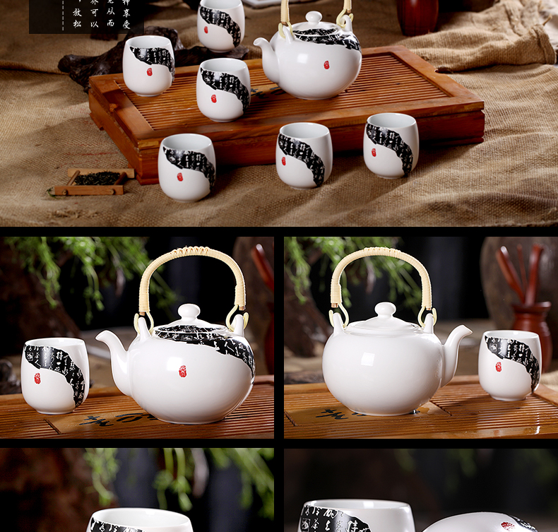 Jingdezhen work household ceramics girder pot of kung fu tea set gift high - capacity teapot teacup gift boxes