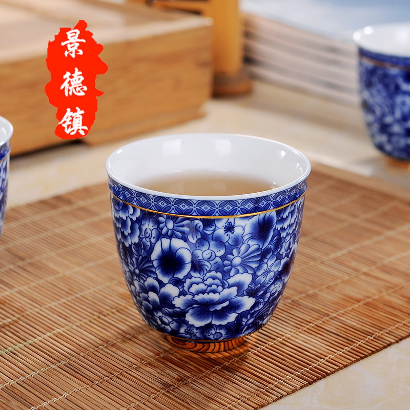 Large ceramic teapot teacup set of jingdezhen blue and white porcelain girder pot a pot of six cups of a complete set of kung fu tea set