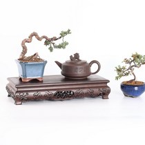 Ruyi rectangular base Chicken wing wood carving home decoration Buddha statue flower pot decoration Solid wood wooden bracket