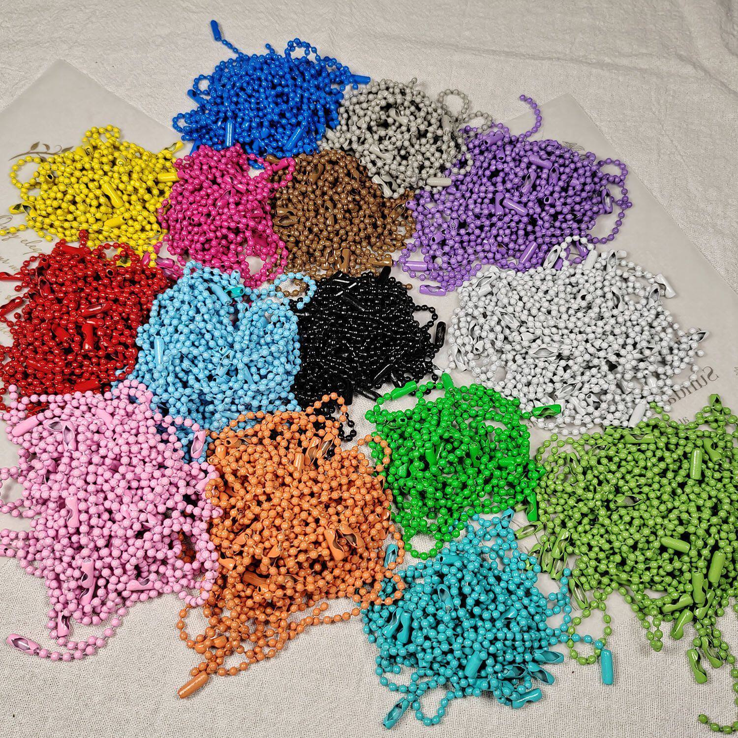 2.4mmビーズチェーン、塗装・焼き付けカラーウェーブアイアンチェーン、タグ、ウェーブキーホルダー、Guka DIYペンダントチェーン