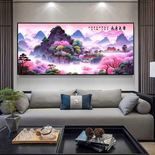 Ziqi Donglai Cross Emlleckery 2024 Новая вышитая линия гостиная китайская пейзажная картина ландшафтная китайская вышивка ручной работы ручной работы