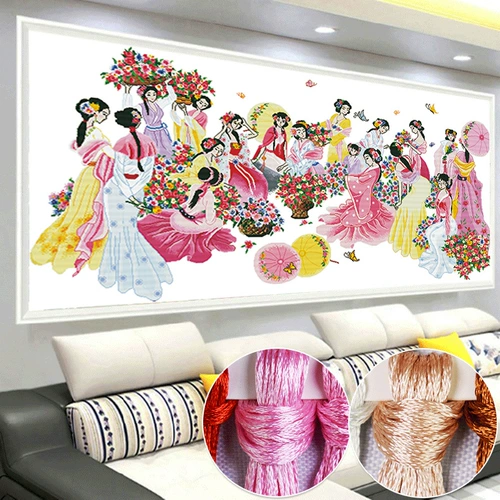 2024 Новая вышивка ниточной вышивки поперечная вышивка процветающего цветочного моря.