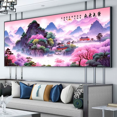 Ziqi Donglai Cross Emlleckery 2024 Новая вышитая линия гостиная китайская пейзажная картина ландшафтная китайская вышивка ручной работы ручной работы