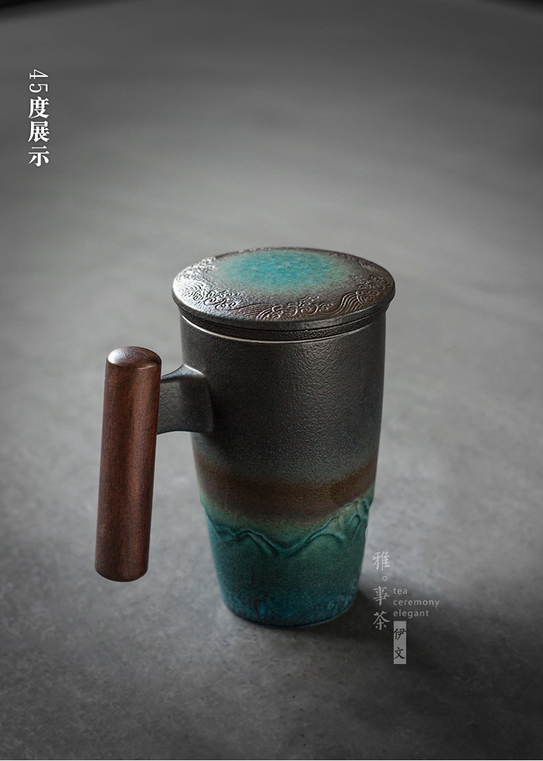 Evan office tea cups cup of household ceramics filter cups with cover separation mark cup tea cup