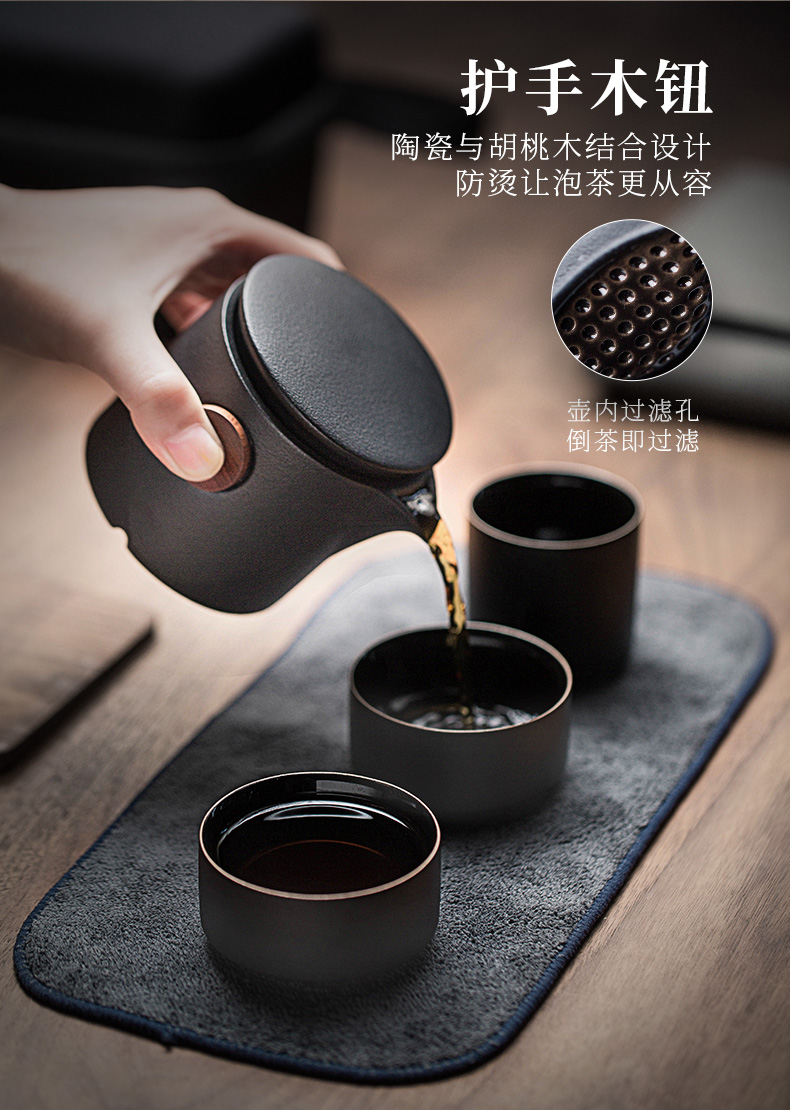 Evan ceramic kung fu tea set travel crack suit portable is suing a pot of three small Japanese ceramics