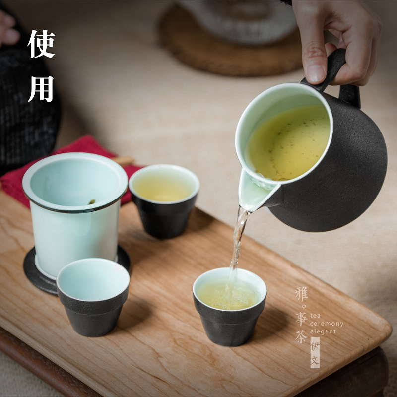 Even travel ceramic tea set office kung fu to crack a pot of 2 cup three simple tea kettle