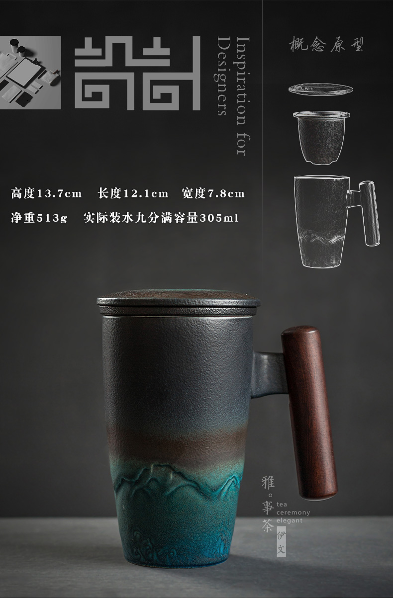 Evan office tea cups cup of household ceramics filter cups with cover separation mark cup tea cup