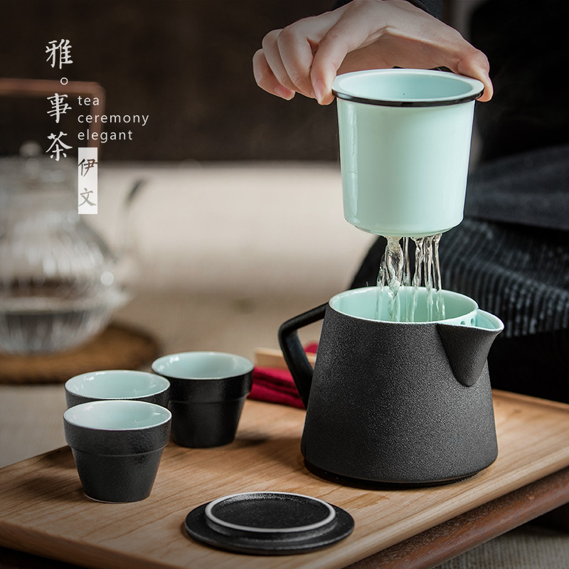 Even travel ceramic tea set office kung fu to crack a pot of 2 cup three simple tea kettle