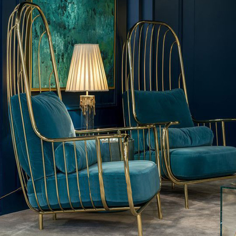 Nordic wrought iron single sofa chair ins designer studio simple leisure creative living room lazy sofa