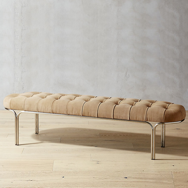 Modern shoe changing stool European style wrought iron flannel simple sofa long stool trial shoe stool entrance shoe stool bed end stool