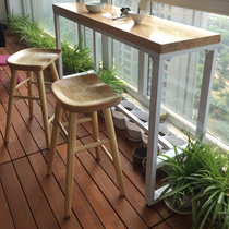 American solid wood bar bench Home High foot chair Minimalist Creativity Bar Stool High Footstool Dining Chair Milk Tea Shop