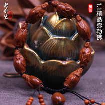 Willow leaf Maitreya Buddha olive stone carved bracelet pure hand carved olive Hu Wenwan bracelet 1 1 small seed boutique