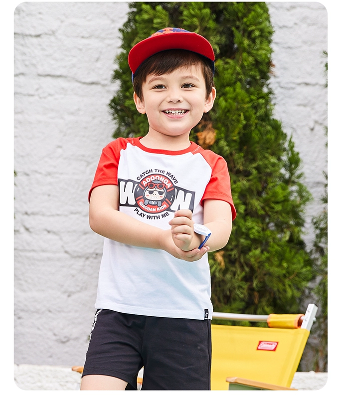 Quần áo trẻ em Jordan năm 2020 trẻ em hè hè cotton ngắn tay thể thao học sinh nam quần short giản dị Áo phông - Áo thun