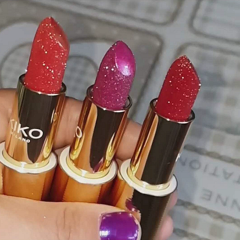 Bồ Đào Nha mua kiko19 phiên bản giới hạn kim cương sequin nhấp nháy son môi hàng loạt kim loại son môi sáng bóng - Son môi