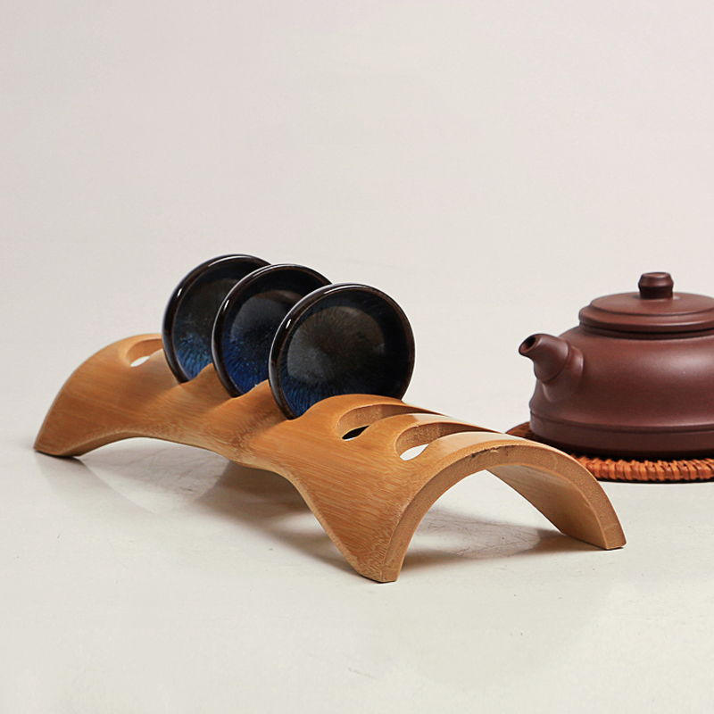 Natural Bamboo Tea Cup Shelf Tea Cup Rack Drain Rack Utilita Tea Tasting Tea Drinking Cup Containing Layer Shelf Tea Track Zero Fit