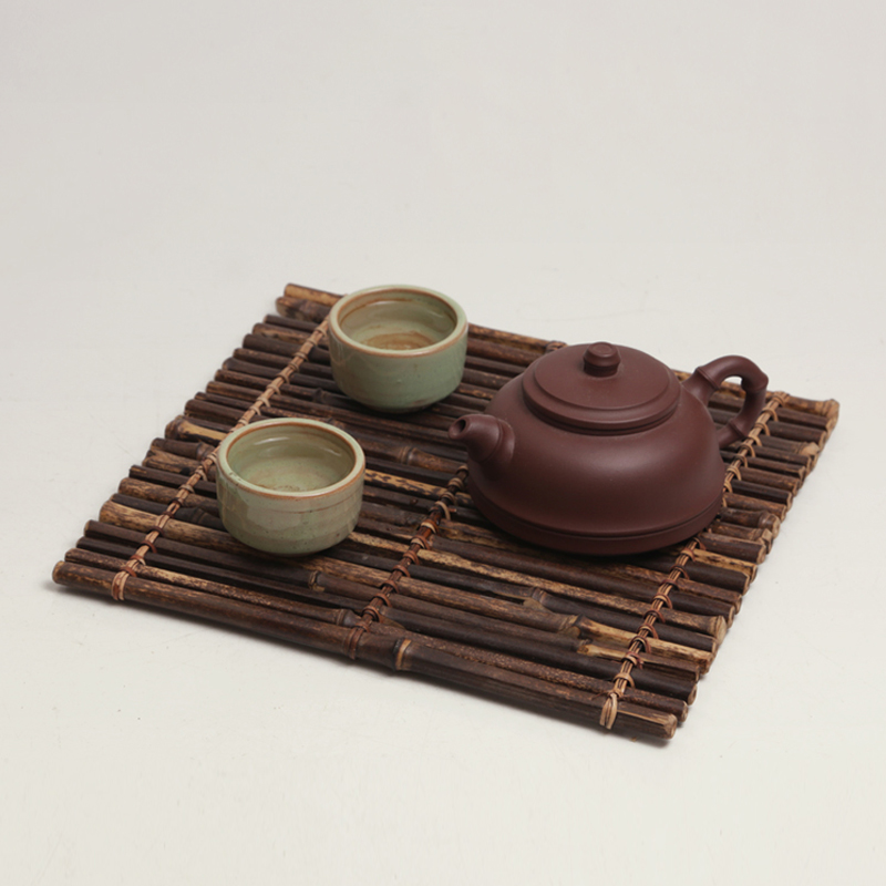 Pure Handmade Purple Bamboo Tea Mat Tea Mat Kutian Tea Furniture Accessories Bamboo Steak Tea Mat Natural Woven Heat Insulation Mat Tea Curtain
