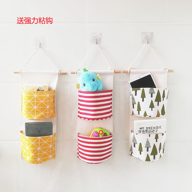 Canvas storage hanging bag wall storage bathroom storage bag two bags multiple bags hanging bag door storage bag hanging bag
