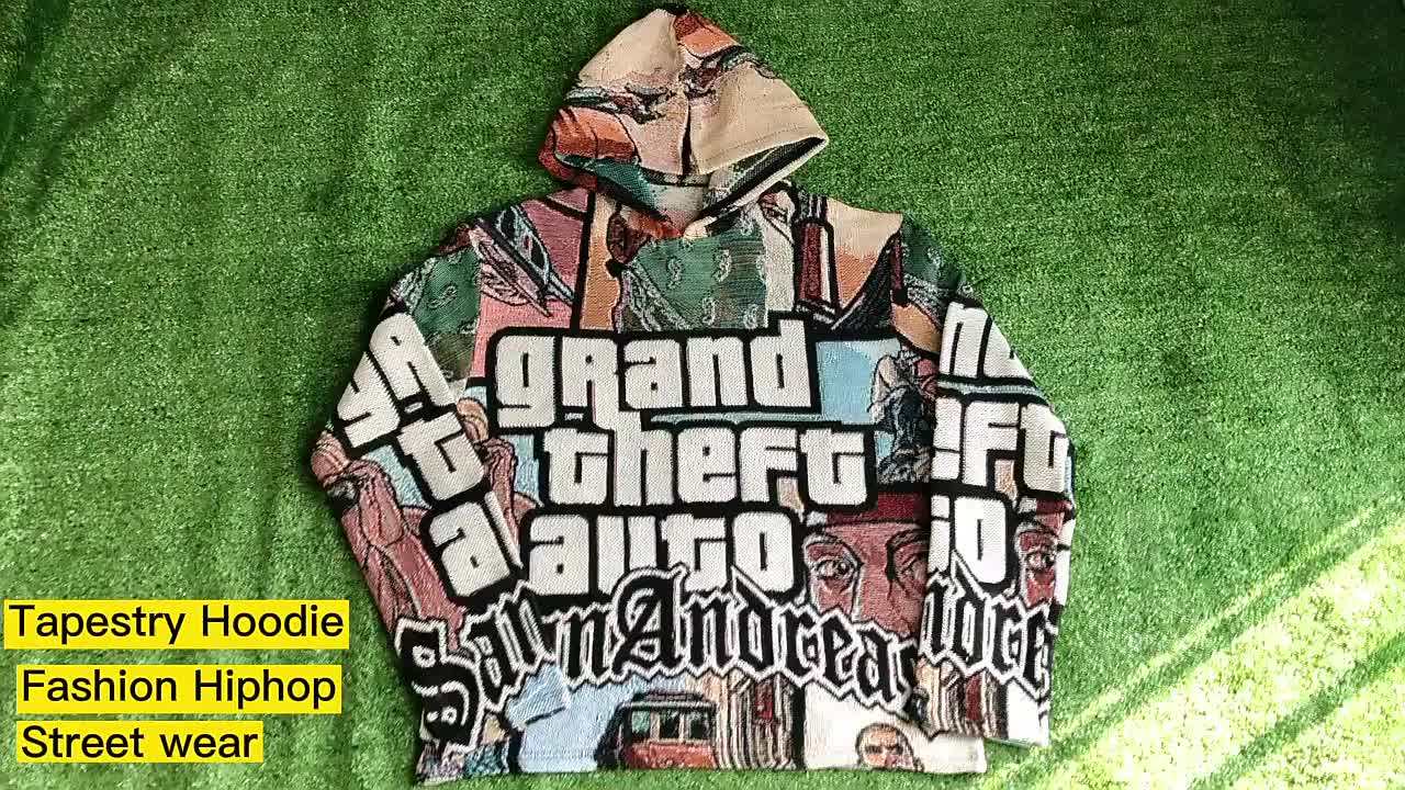 2022 Mens Tapestry Hoodie Custom Mens Tapestry Sweater Blanket Jacquard Woven Hoodie Tapestri
