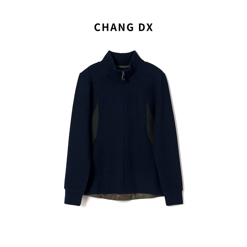 Changdx Color-Blocked Textured Casual Short Jacket 115 Changdx Color-Blocked Textured Casual Short Jacket 115