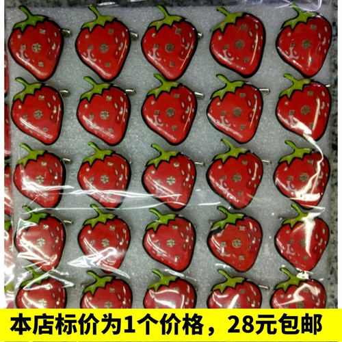 Мигающая клубника, мультяшная брошь, мигающие шпильки для волос, булавка