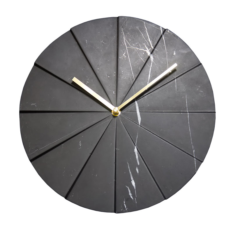 Nordic minimalist clock natural marble light lavish hanging bell sitting room round brass mute quartz clock home wall decoration