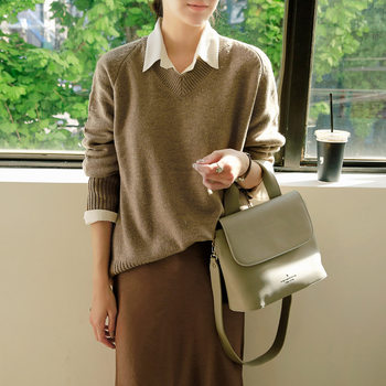 Korean authentic new style versatile simple v-neck sweater