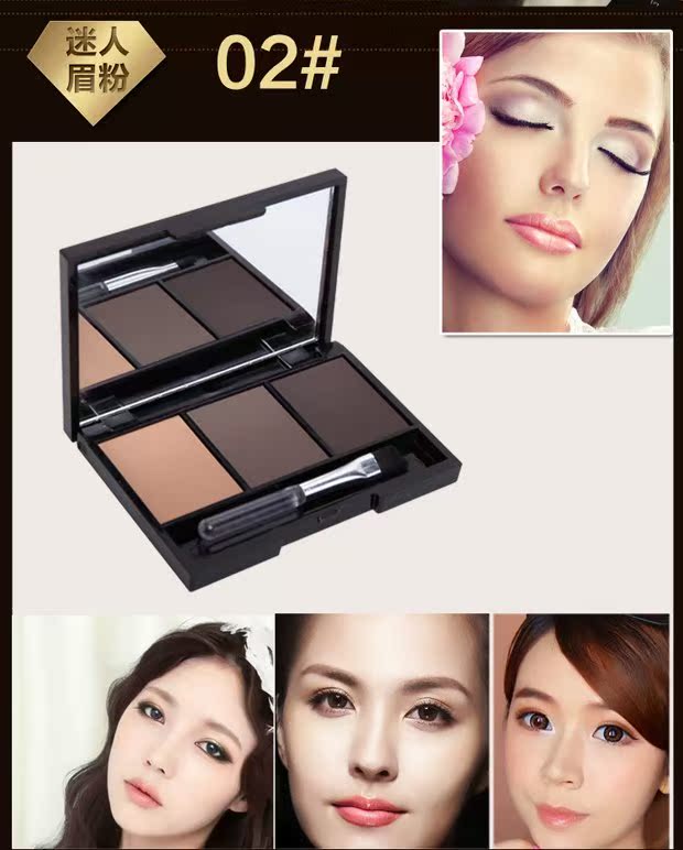 Tri-color lông mày bột bút chì nhuộm lông mày kem thrush artifact hình dạng ba chiều không thấm nước chống mồ hôi khóa màu dễ dàng kẻ chân mày đẹp
