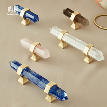 Natural crystal brass pull handle simple closet wardrobe door drawer furniture pink Nordic light extravagant single double hole long handle