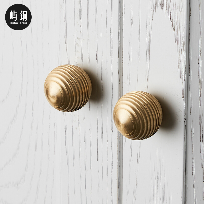 Islet copper brass spherical handle Nordic simple overall cabinet drawer wardrobe door American light luxury pure copper gold small handle