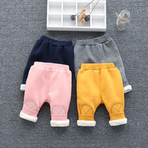 Baby big pp sports pants girls baby wear butt pants leggings foreign-based bottoming plus velvet thickened warmth