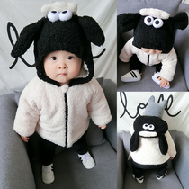 Baby cotton clothes baby down cotton padded jacket thickened autumn and winter boys outside suit ins Wind long